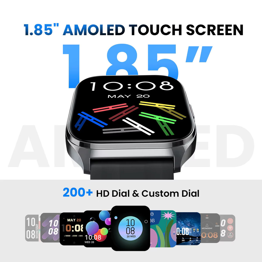 HAYLOU Watch 3 Smartwatch in Schwarz mit 1,85 Zoll AMOLED-Display, Sprachanruffunktion, 1 ATM Wasserdichtigkeit und Silikonarmband - Bild 2