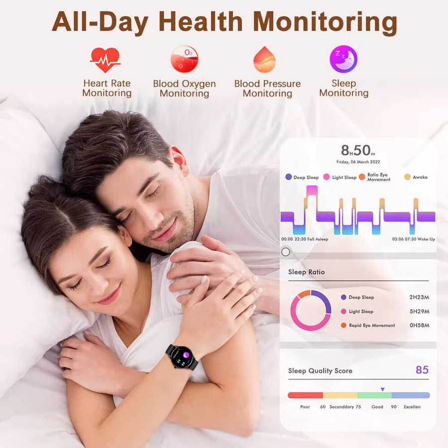 GUHUAVMI EKG-Smartwatch mit 2,04 Zoll AMOLED Display in Schwarz für Männer und Frauen mit Blutdruck-, Lipid- und Harnsäure-Tracking sowie IP68-Schutzklasse - Bild 5