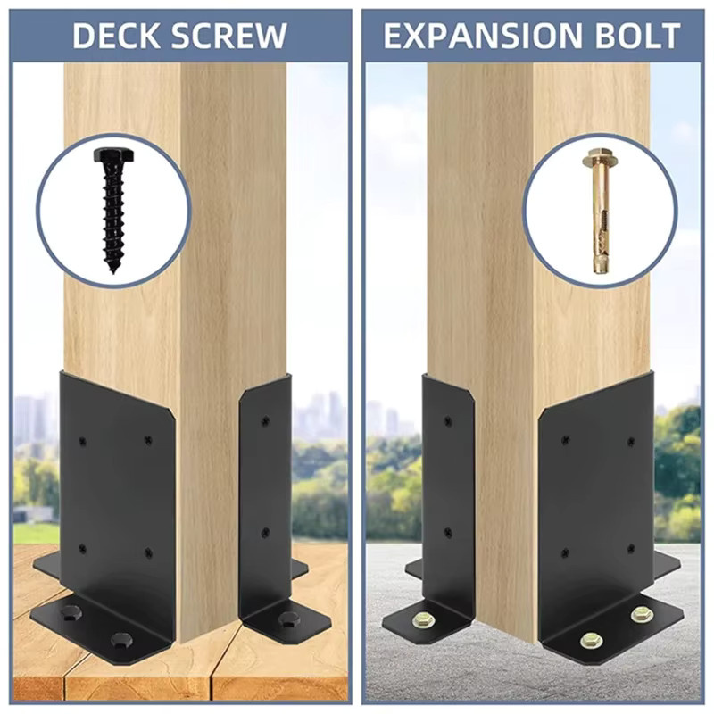 EQZ AT05 Verstellbare Holzaunpfosten-Basisstützhalterung in Schwarz, passend für 2 x 4, 4 x 4 und 6 x 6 Pfosten für Pergola oder Briefkästen - Bild 4