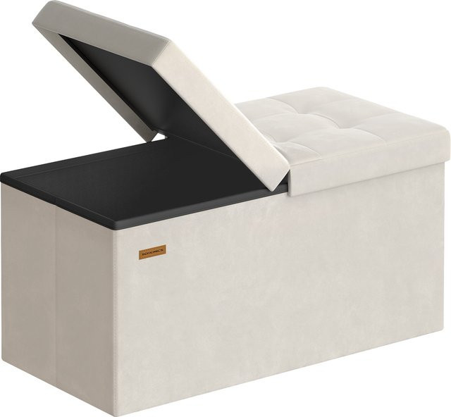 SONGMICS Sitztruhe mit Deckel und Stauraum aus Samt in Grau, B/H/T: 76 x 38 x 38 cm - Bild 1