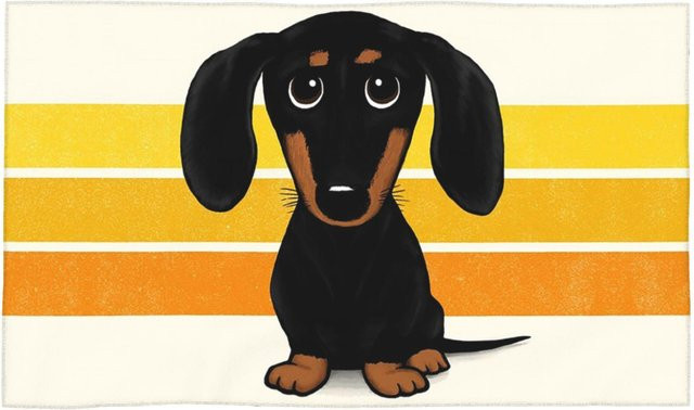 Ka Chen Muxi Baumwollhandtuch mit Dackel-Cartoon-Motiv in Schwarz-Braun, B: 30 cm, H: 60 cm - Bild 1