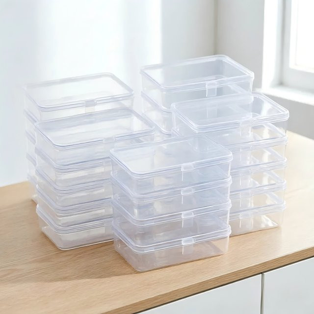 12er-Set Transparente Aufbewahrungsboxen aus Kunststoff mit Sicherheitsverschlüssen, B/T/H: 12,0 x 7,5 x 2,0 cm - Bild 1