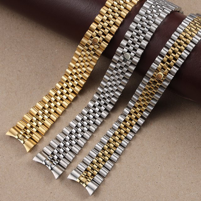 Uhrenarmband Jubilee Edelstahl, Silber Gold, 13 17 20 21mm, Unisex - Bild 1