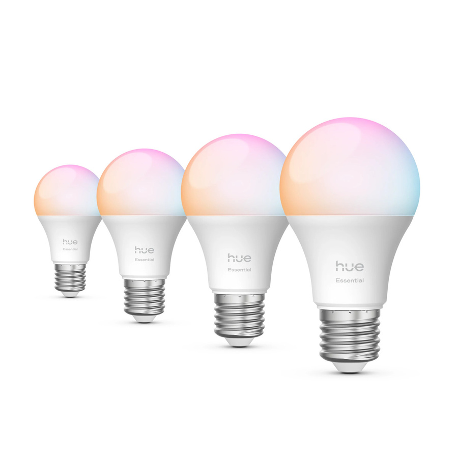 Philips Hue White & Color Ambiance Essential A60 Smarte LED-Lampe E27, 4er-Pack, dimmbar, Multicolour, 806 lm, 8 W - Bild 1