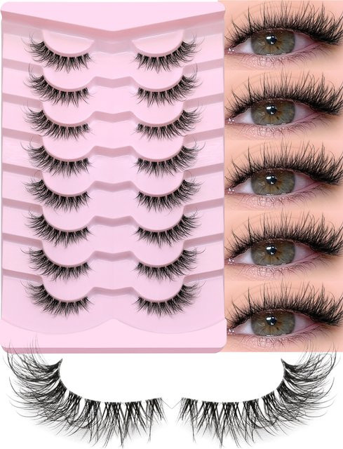 VELTRINAY Wimpern, Wispy-Look, transparentes Band, Unisex - Bild 1