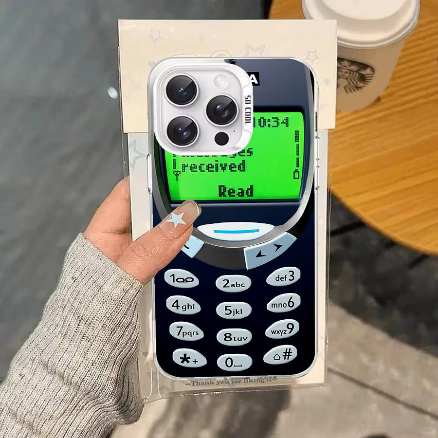 Retro Handyhülle im Nokia-Design für iPhone 11 bis iPhone 17 Pro Max Plus, stoßfeste Rückseite, Farbe: Silber - Bild 4