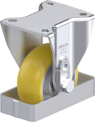Blickle Stahlblech-Bockrolle BH-ALTH 101K-1-CO-FS in Silber und Gelb mit 100 mm Rad-Durchmesser und 420 kg Tragfähigkeit - Bild 1