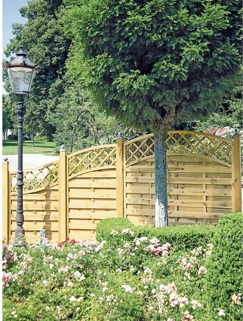 T & J Sichtschutzzaun Maxi-Doppelbogen 1 Serie Lamellen aus Holz in Grün, Höhe: 160 cm, Breite: 90 cm - Bild 1