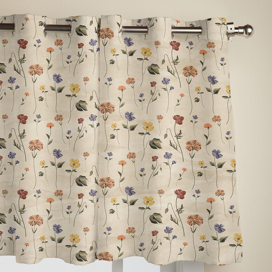 Super Six Vorhang mit Retro Floral Fliesen Muster in Multicolour, halbtransparent, B: 135 cm, H: 60 cm - Bild 1