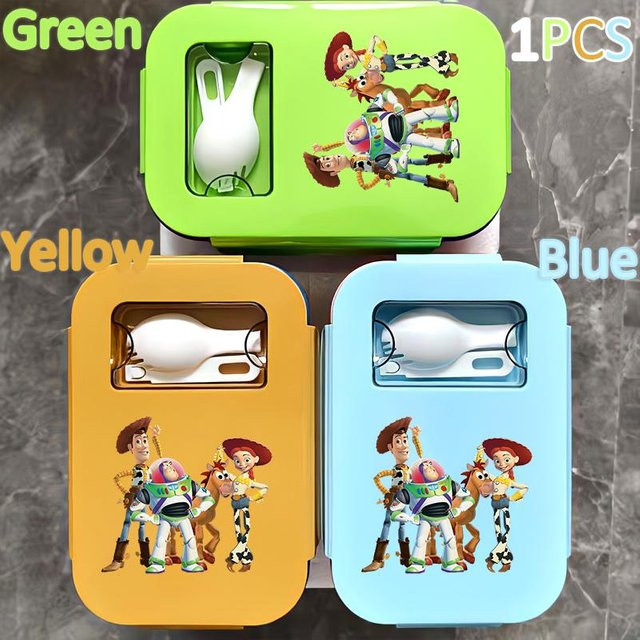 Toy Story Bento Lunchbox für Kinder, 1000 ml, Blau und Gelb, mit Sheriff Woody und Buzz Lightyear Motiven - Bild 1