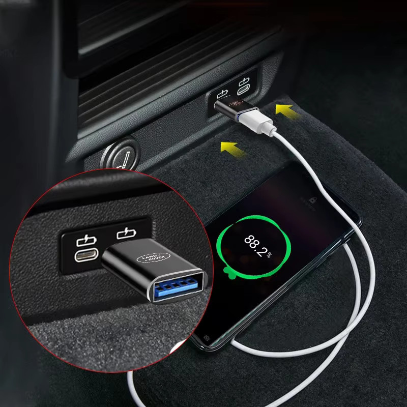 Auto-Ladeadapter USB-C zu USB-A Konverter in Schwarz für Land Rover Ranger Autobiography, Freelander und Evoque - Bild 4