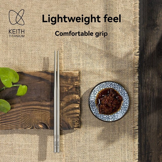Keith Titan Rundstäbchen Essstäbchen aus Metall für Outdoor, Camping und Wandern Ti5620 - Bild 1