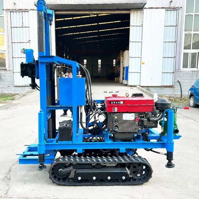 Relied Dieselbetriebene Raupen-Tiefbrunnenbohrmaschine mit Schlammpumpe für 100–200 m Tiefe in Blau - Bild 1