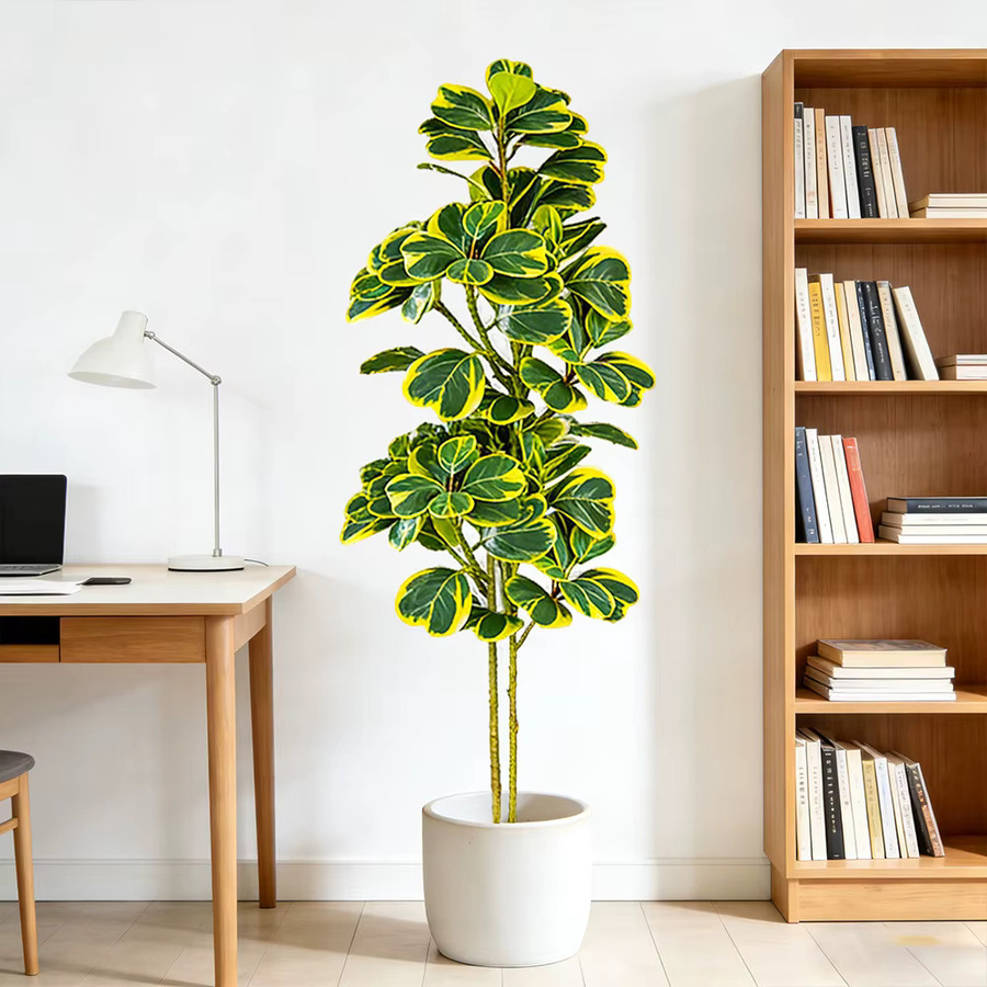 Künstlicher Ficus-Baum von Kmitang in Grün, Hohe tropische Banyan-Pflanze aus Kunststoff für Heim, Boden, Party und Hochzeitsdekoration, Höhe: 76-115 cm - Bild 4