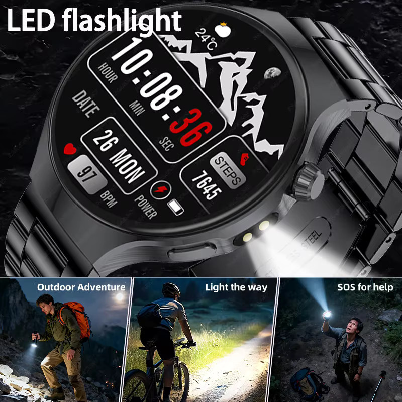 paazomu Smartwatch, 1,7 Zoll, Schwarz, Silikon, Edelstahl - Bild 4