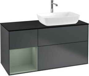 V&B Waschtischunterschrank Finion mit Wandbeleuchtung, Breite: 120 cm, Tiefe: 50,1 cm, Höhe: 50,1 cm, lackiert in matt dunkelblau - Bild 1