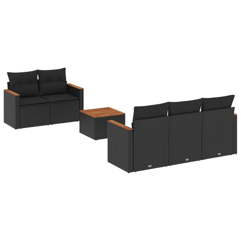 Vidaxl Gartenmöbel-Set aus Polyrattan mit Kissen, 6-teilig, Schwarz - Bild 2