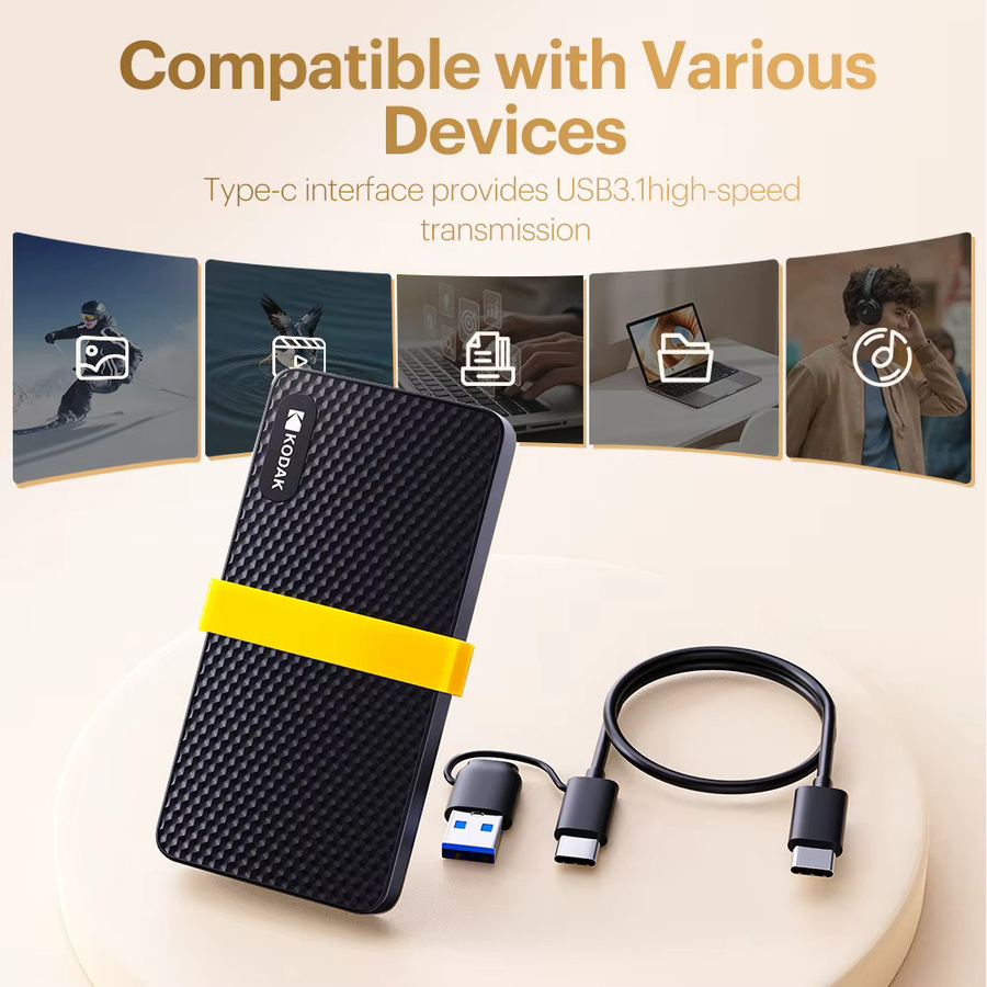 KODAK X200 Externe SSD Tragbarer USB-C Solid-State-Speicher in Schwarz - Bild 5