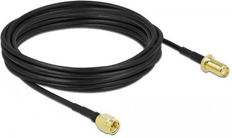 Delock WLAN-Antennen Anschlusskabel Schwarz mit 1x SMA-Stecker und 1x SMA-Buchse, Länge: 7,5 m - Bild 1