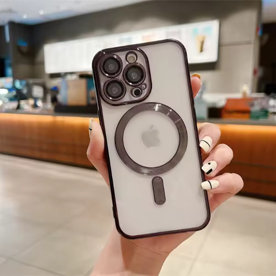 Magnetische weiche Schutzhülle für Apple iPhone 17, 16, 15, 14, 13, 12, 11 Pro Max mit Objektivschutz und kabelloser Ladefunktion in Purple - Bild 2