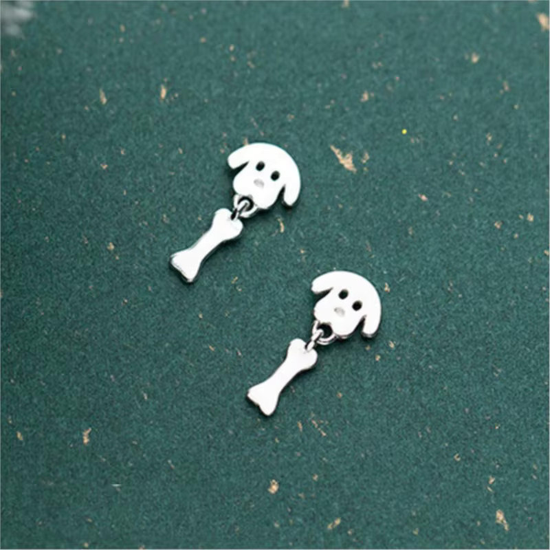GaGa-Duck Ohrstecker 925 Silber, Hund und Knochen, Damen - Bild 2