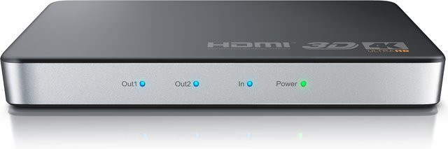 Primewire HDMI Splitter Verteiler 4K UHD in Grau mit 1 Eingang und 2 Ausgängen, unterstützt 2160p 4K 30Hz, Full HD 144 Hz, CEC, HDCP, 3D Ready und Deep Color - Bild 1
