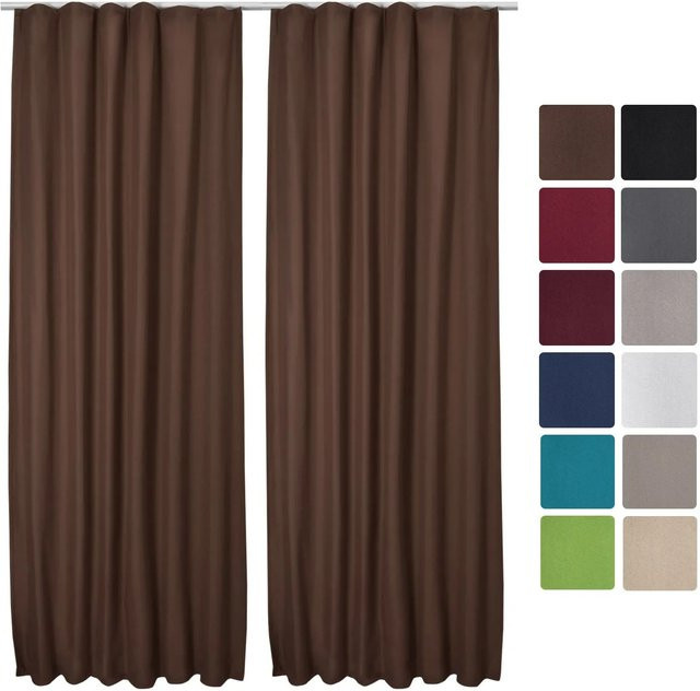 Beautissu Amelie Thermovorhang mit Kräuselband, 2-teiliges Set, Braun, Breite: 140 cm, Höhe: 245 cm - Bild 1