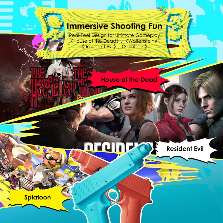 IINE Game Grip Motion Gun für Nintendo Switch und NS/NS2, Multicolor, ideal für Shooter-Spiele - Bild 3