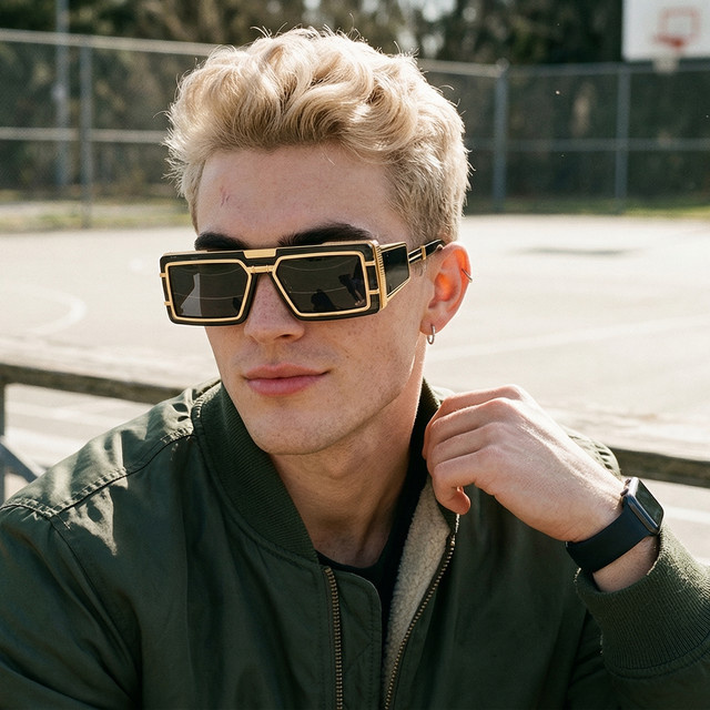 TWOOO Sonnenbrille, Rechteckig, Vollrand, Metall, Unisex, Schwarz - Bild 1
