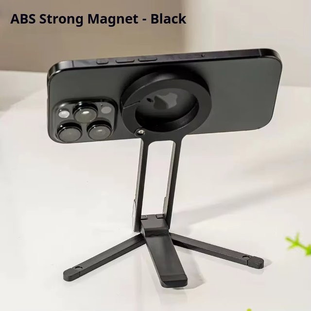 Magnetischer Ring-Telefonhalter aus Kunststoff mit verstellbarem Ring und MagSafe-Schnalle, Schwarz - Bild 1