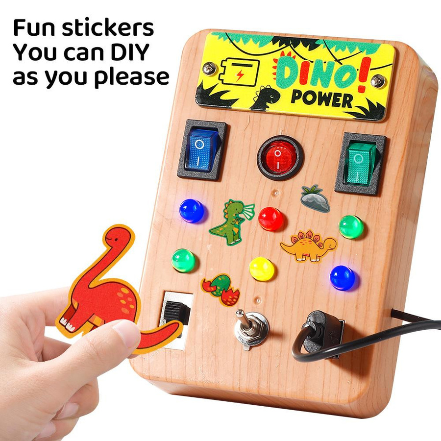 Yiran toy Montessori Busy Board Holz mit LED-Lichtschalter ab 18 Monaten - Bild 3