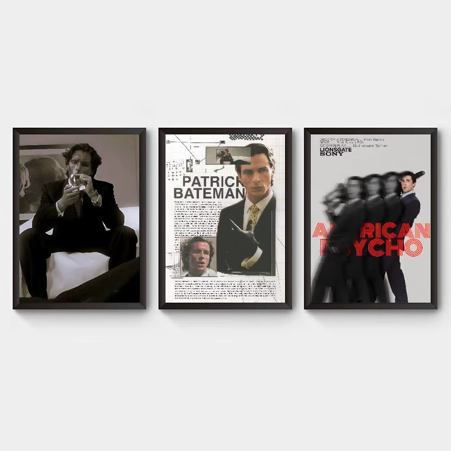 Wasserfester Papieraufkleber Rastar Patrick Bateman American Psycho Vintage Movie Poster in Schwarz - Bild 3