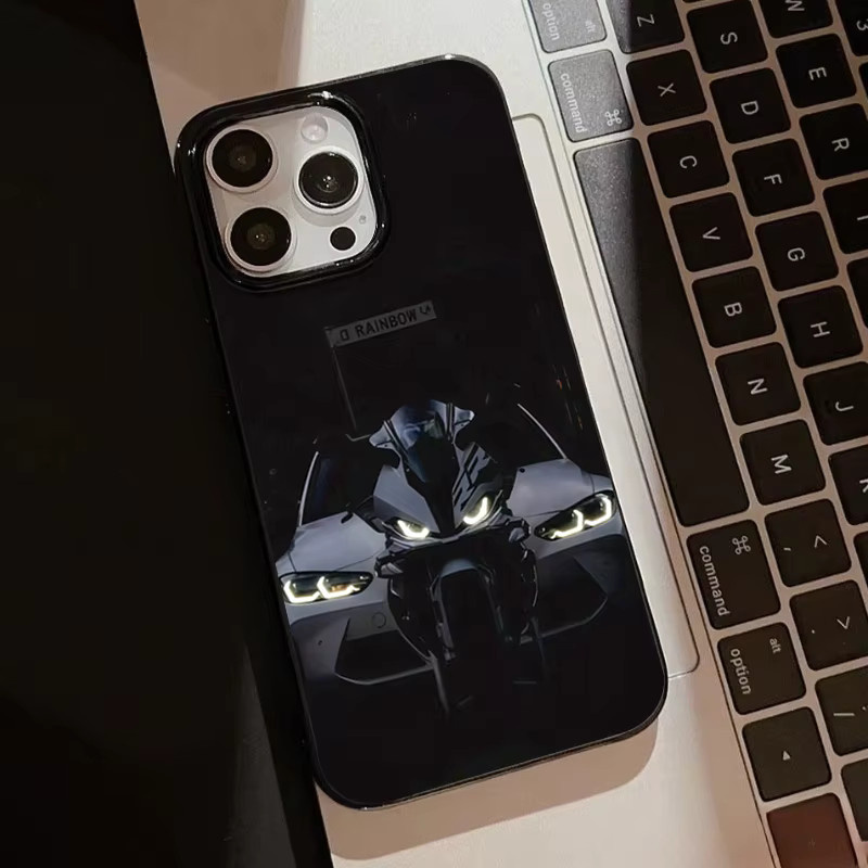Handyhülle mit Motorrad und Auto Design für iPhone 11 bis iPhone 17 Pro Max in Schwarz - Bild 6