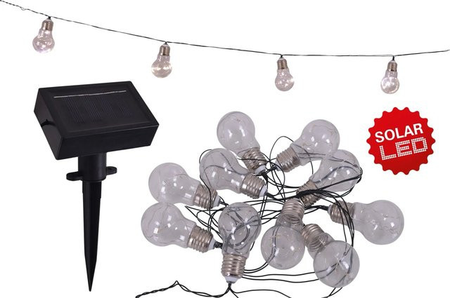 Näve Solar-LED-Lichterkette mit Kugel-Glühbirnen in Schwarz und Transparent für den Garten und Außenbereich - Bild 1