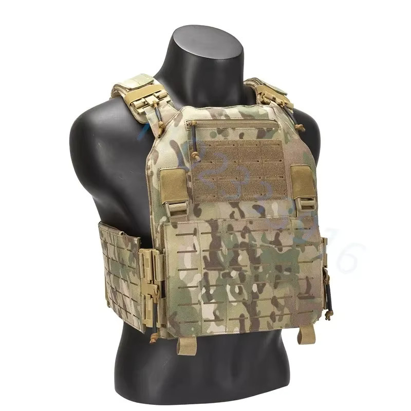 AnruiGe PROTECT Taktische Kampfweste 6094 in Schwarz, leichte lasergeschnittene Schutzweste mit abnehmbarer Ausrüstung - Bild 1