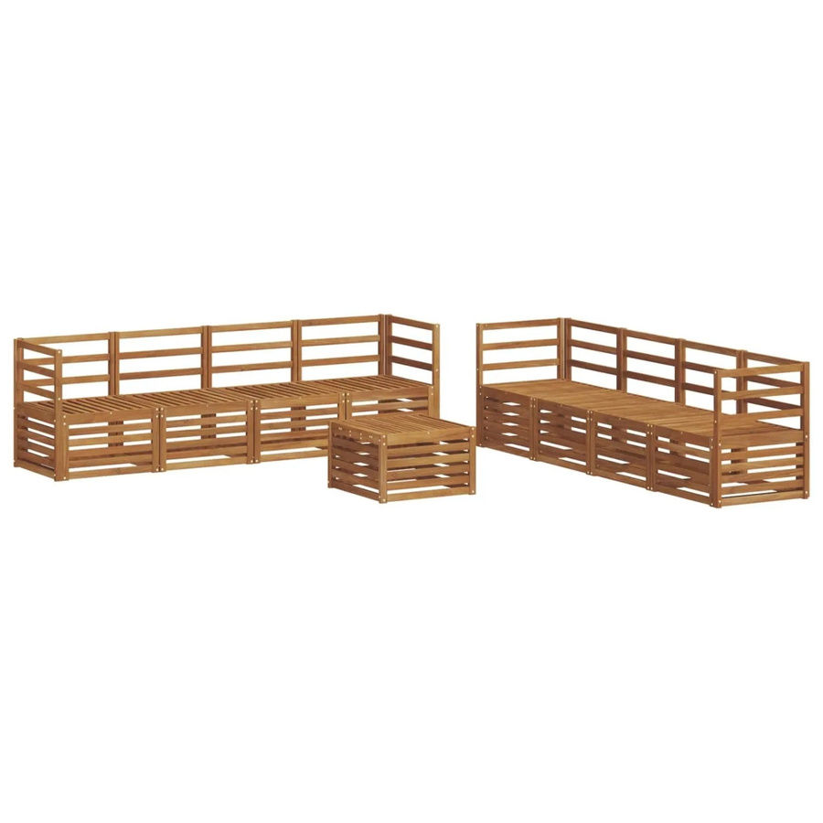 vidaXL Sofagarnitur 9-teilig aus Massivholz Akazie in Natur Braun mit Latten-Design - Bild 2