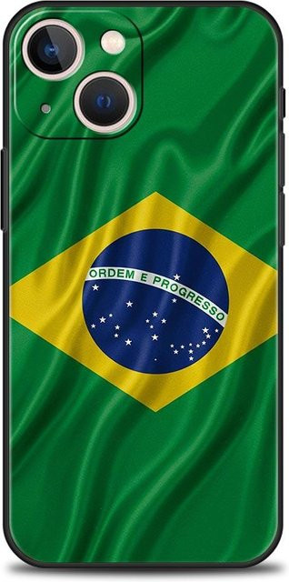 Handyhülle mit Brasilien Flagge Design für Apple iPhone Modelle, weiche TPU Schutzhülle in Schwarz und Multicolour - Bild 1