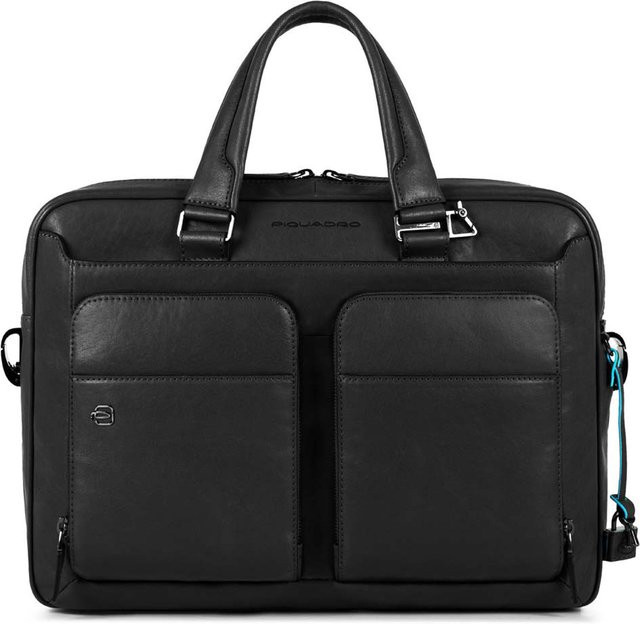 Piquadro Black Square Schmale Kurzgrifflaptoptasche für 15 Zoll mit Tabletfach in Schwarz - Bild 1