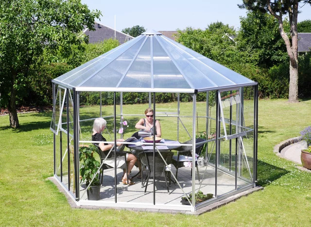 Vitavia Gewächshaus-Pavillon Hera 9000 mit Stahlfundament aus eloxiertem Aluminium, 9,0 m², 3 mm ESG und 6 mm HKP - Bild 1