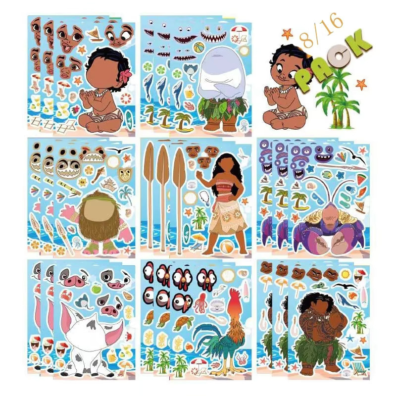 Disney Moana DIY Make a Face Puzzle Aufkleber, 8/16 Blatt - Bild 2