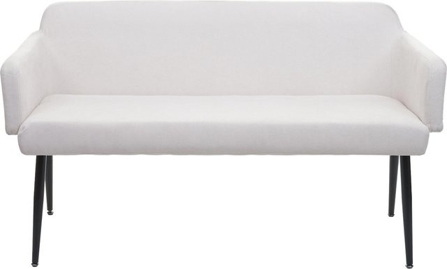 Polsterbank MCW-L13 als Esszimmerbank und Garderobenbank mit Rückenlehne und Armlehnen aus Textilstoff in Creme-Weiß, Breite: 133 cm - Bild 1