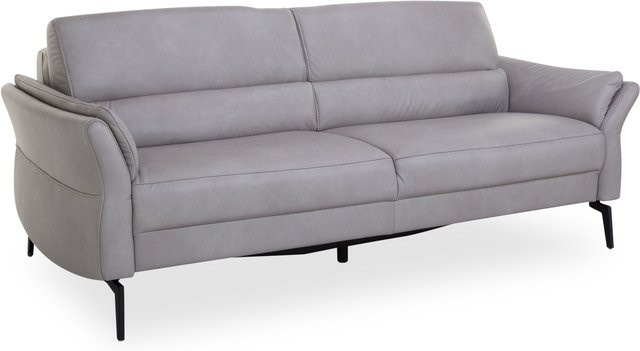 3-Sitzer Sofa MONDO MAGUL in Grau mit Lederbezug und Armlehnen, Modernes Design - Bild 1
