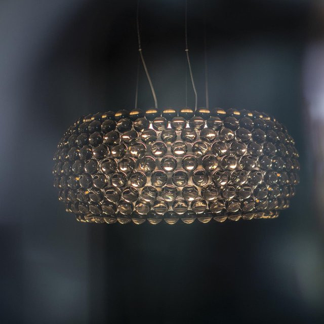 HomeLover Nordic Kristall-Kronleuchter mit Perlen-Anhänger in Gold und Transparent für Wohnzimmer und Restaurant - Bild 1
