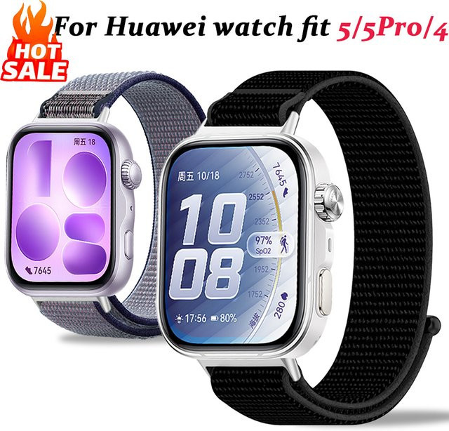 CRESTED Uhrenarmband Nylon, Schwarz, für Huawei Watch Fit 5 Pro - Bild 1