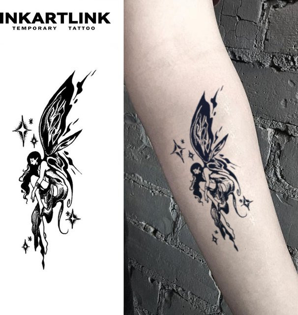 INKARTLINK Night Elf Tattoo Patch, temporäres Tattoo, Sternenflügel-Totem - Bild 1