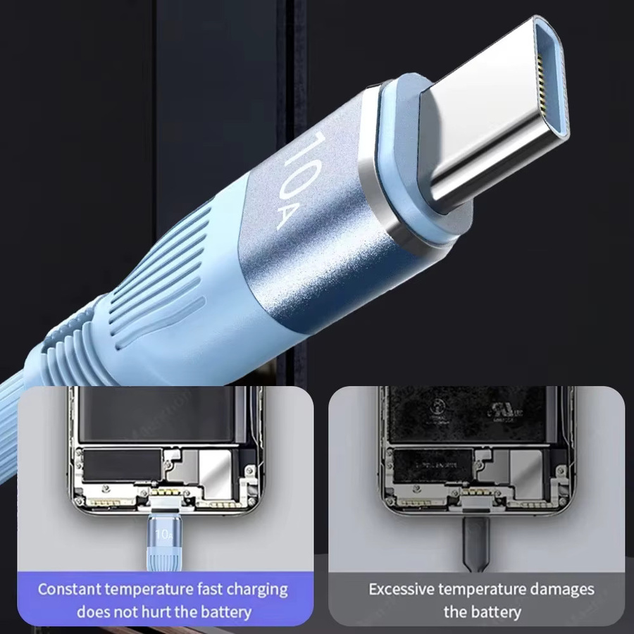 NNBILI 120W 10A Schnelles USB-A-zu-USB-C und USB-C-zu-USB-C Ladekabel für Hochgeschwindigkeits-Datenübertragung in Grün und Blau - Bild 3