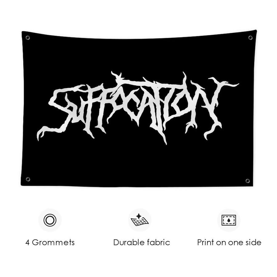 S-SUFFOCATIONS Heavy Metal Band Flag Banner zur Wanddekoration in Schwarz, B: 90 cm, H: 60 cm - Bild 3