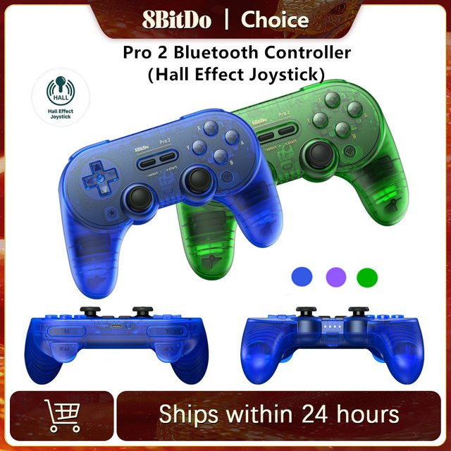 8BitDo Pro 2 Bluetooth-Controller Gamepad mit Hall-Effekt-Joysticks für Nintendo Switch und PC in Transparent Blue Edition - Bild 1