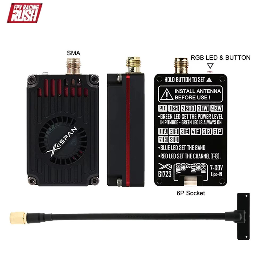 Rushfpv XSPAN Breitband-Vtx-Videosender in Schwarz (4,8-6,1G 4W / 6,1-7,2G 3W) - Bild 3