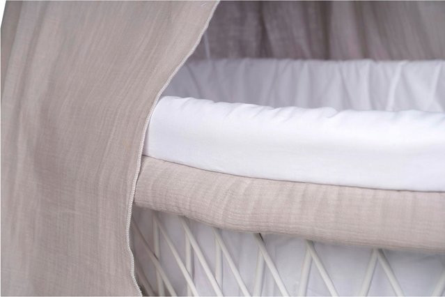 Mionido Textiles Set für Stubenwagen aus Musselin in Beige mit Schleife - Bild 1